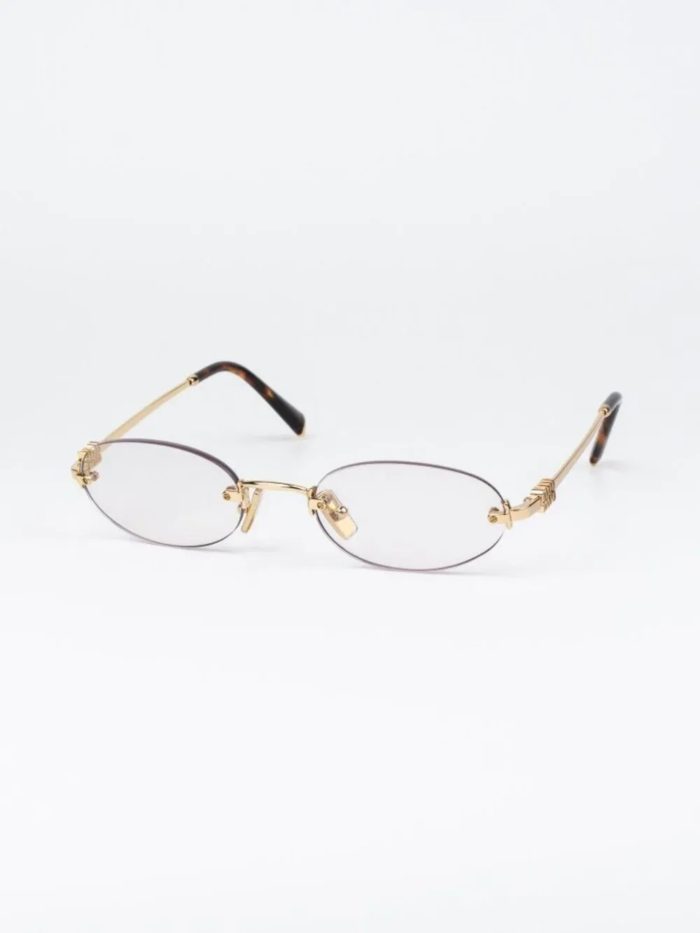Miu Miu Women Eyeglasses Gold Oval Rimless MUA54S 5AK08N NEW AUTHENTIC